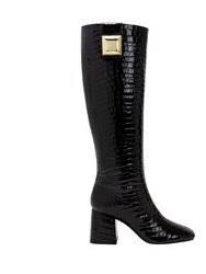 The Geminni Boot In Patent Croco - Black