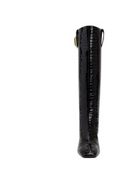 The Geminni Boot In Patent Croco - Black