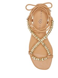 The Halie Bead Sandal - Biscotti/Gold