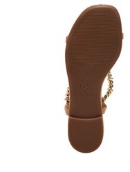 The Halie Bead Sandal - Biscotti/Gold