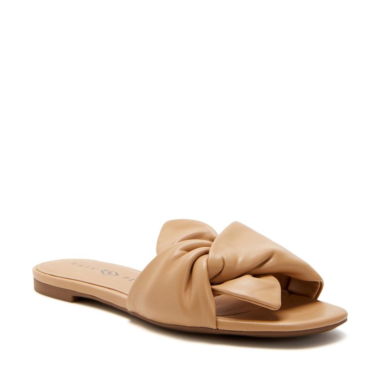 The Halie Bow Sandal - Biscotti