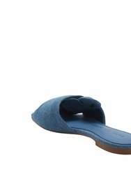 The Halie Bow Sandal - Blue Denim
