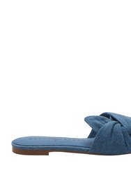 The Halie Bow Sandal - Blue Denim