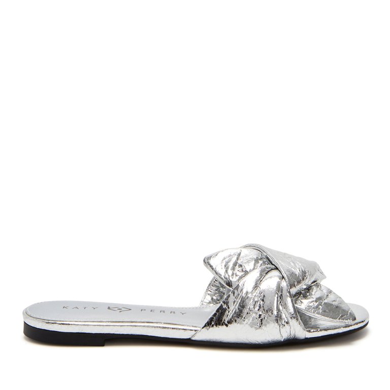 The Halie Bow Sandal - Silver - Silver