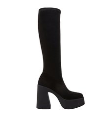 The Heightten Stretch Boot In Microsuede - Black - Black