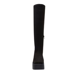 The Heightten Stretch Boot In Microsuede - Black