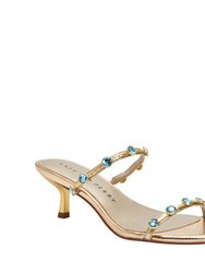 The Ladie Gemstone Sandal - Gold - Gold