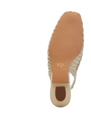 The Laterr Woven Sling-Back Heels - Chalk