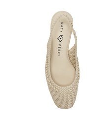 The Laterr Woven Sling-Back Heels - Chalk