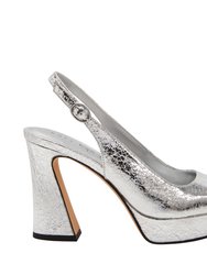 The Square Sling-Back Heel - Silver - Silver