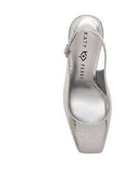The Square Sling-Back Heel - Silver