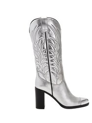 The Zaina Western Boot - Silver