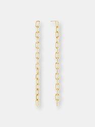 Elongated Chain Link Earrings Long - Yellow Gold