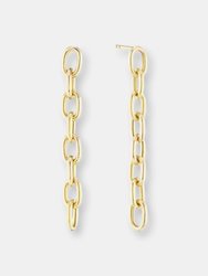 Elongated Thick Chain Link Earrings Long - Yellow Gold