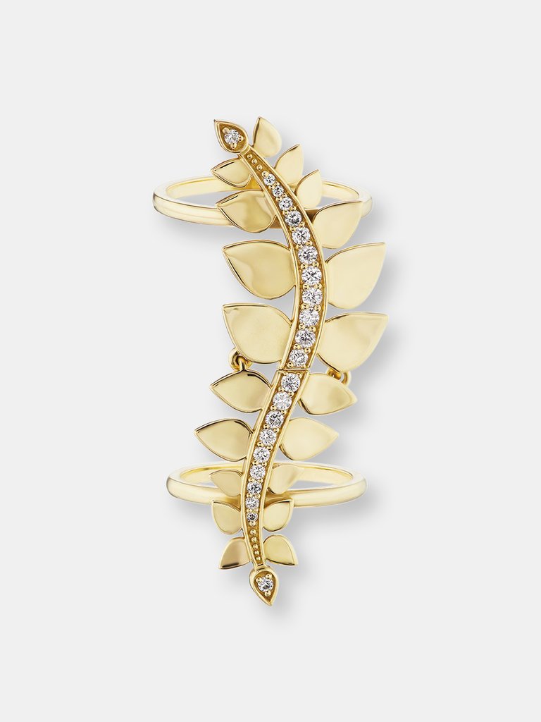 Leaf Climber Ring - 14K Yellow Gold