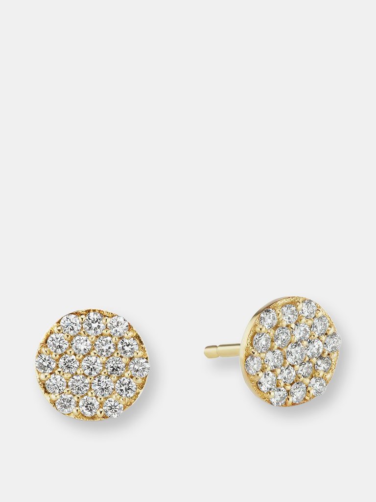 Pave Studs - 14K Yellow Gold