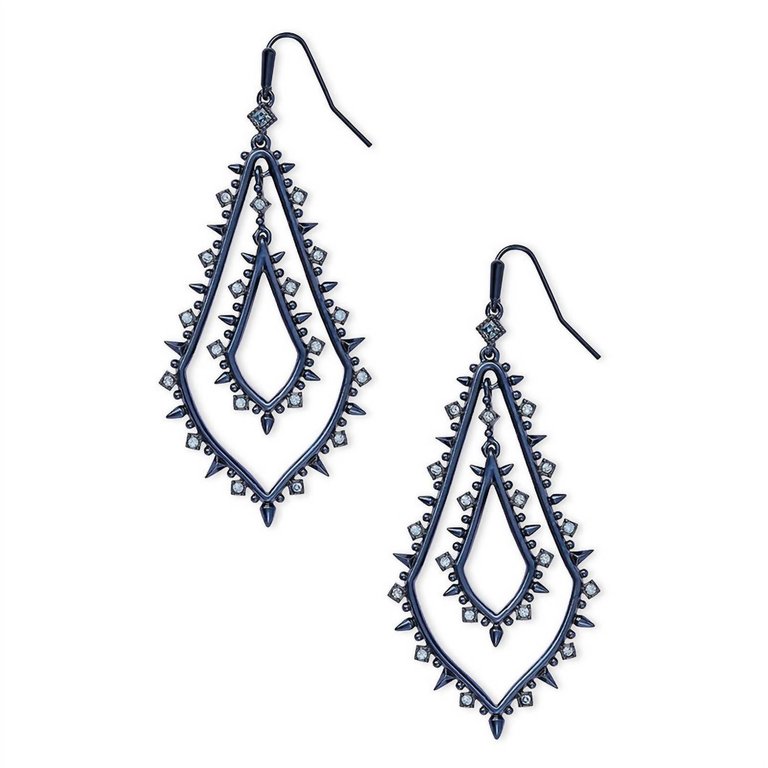 Alice Earrings In Navy Gunmetal/lilac Crystal - Navy Gunmetal/lilac Crystal