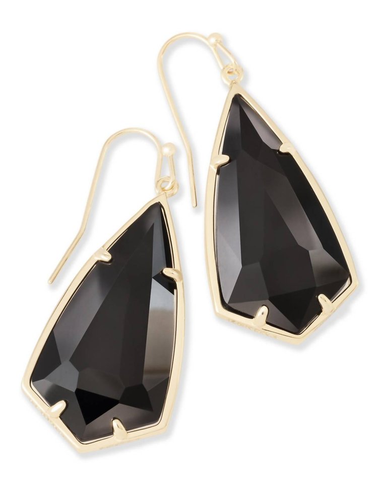 Carla Earrings In Gold Plate/black Glass - Gold Plate/black Glass