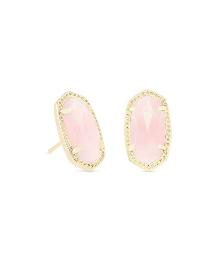 Ellie Stud Earrings In Gold Rose Quartz - Gold Rose Quartz