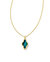 Framed Abbie Gold Short Pendant In Teal Tigers Eye