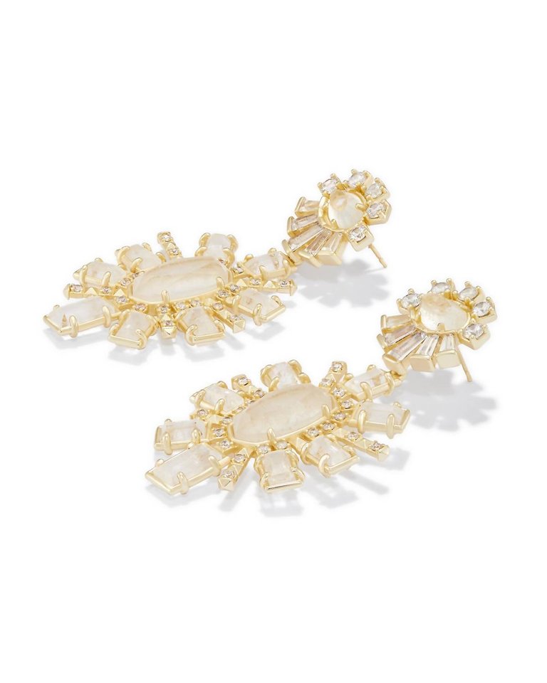 Glenda Earrings In Gold Plate/white Cz/rock Crystal