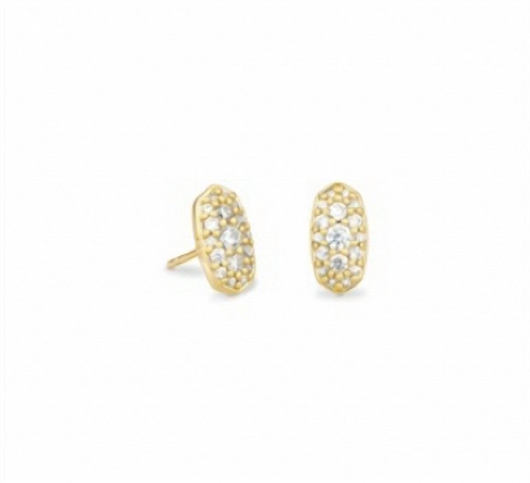 Grayson Gold Stud Earrings In White Crystal - White Crystal