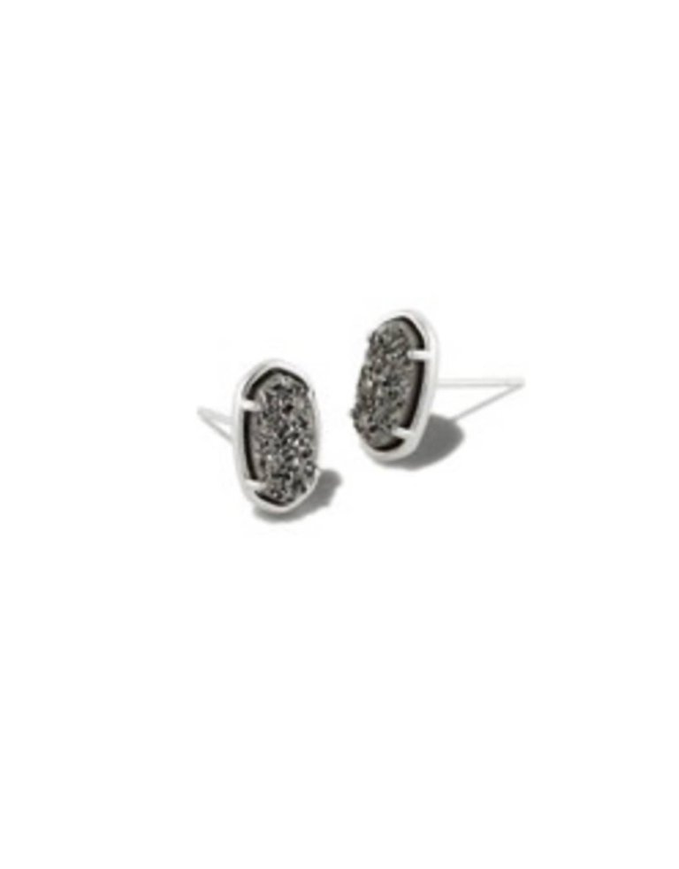 Grayson Stud Earrings In Rhodium Platinum Drusy - Rhodium Platinum Drusy