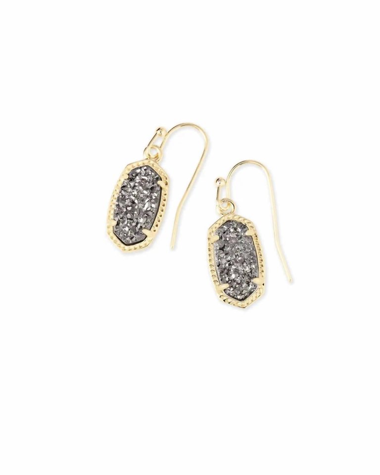 Lee Gold Drop Earrings In Platinum Drusy - Platinum Drusy