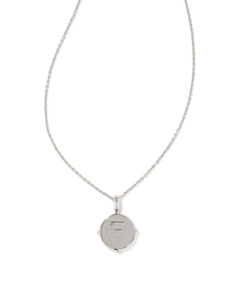 Letter F Disc Reversable Pendant Necklace In Silver