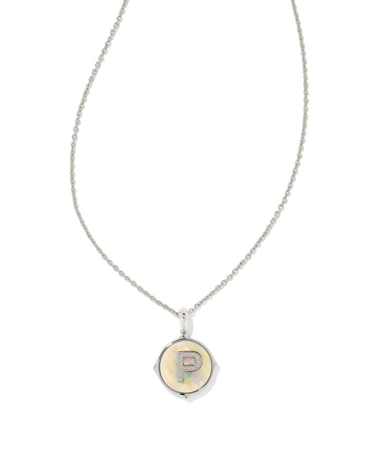 Letter P Disc Pendant Necklace In Silver - Silver