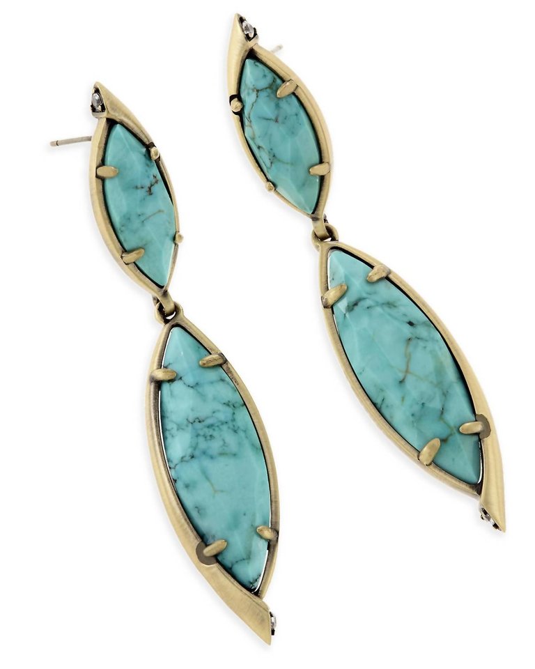 Maisey Earring In Antique Brass/variegated Turquoise - Antique Brass/variegated Turquoise