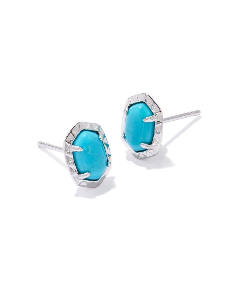 Women's Daphne Stud Earrings In Silver Variegated Turquoise Magnesite - Silver Variegated Turquoise Magnesite