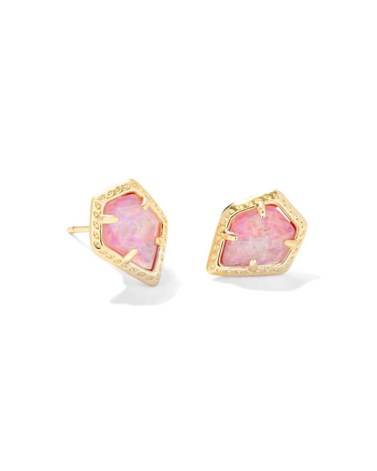 Women's Framed Tessa Stud Earrings In Gold Luster Pink Kyocera Opal - Gold Luster Pink Kyocera Opal