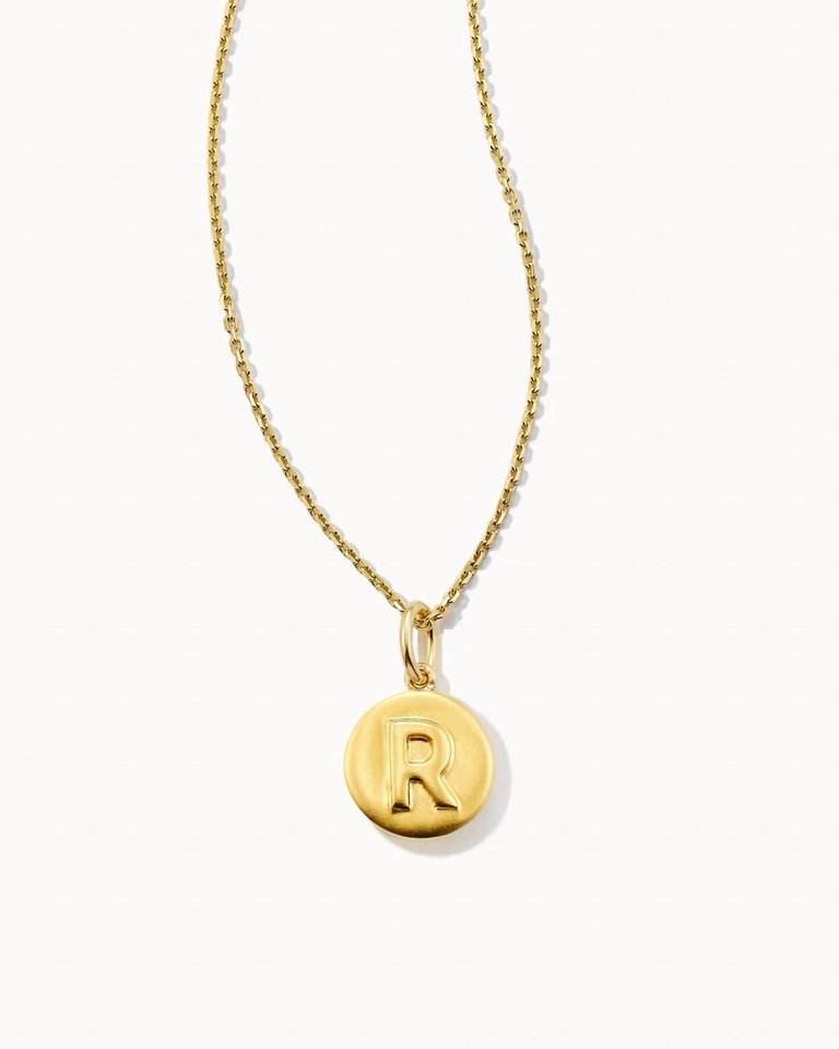 Women's Letter "r" Coin Pendant Necklace In Gold