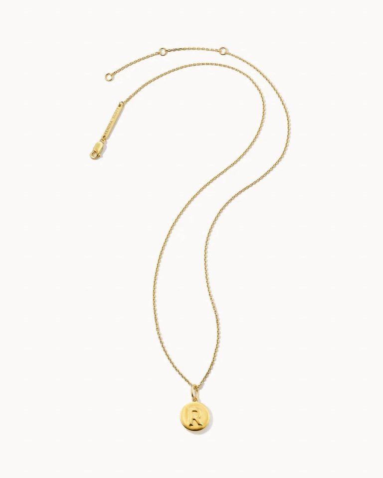 Women's Letter "r" Coin Pendant Necklace In Gold - Gold