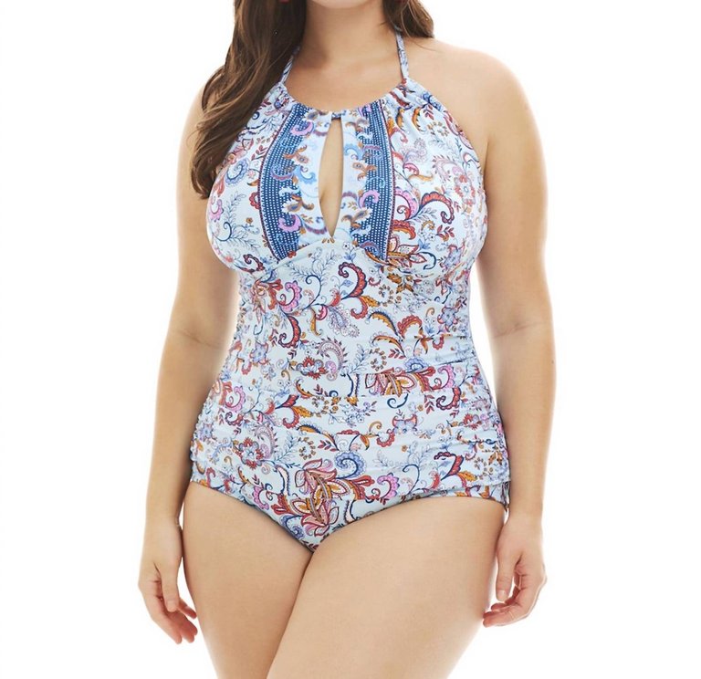 Daydreamer Paisley High Neck One Piece Swimsuit - Plus Size In Kkc Daydreamer Paisley - Kkc Daydreamer Paisley