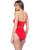 Sexy Cut Out One Shoulder One Piece Swimsuit In Flame Solid