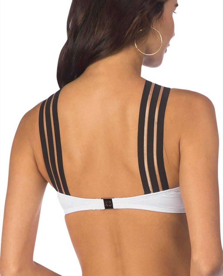 Stompin Stilettos Sporty High Neck Bikini Top In White