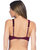 Stripe Mesh High Neck Bikini Top In Burgundy Velvet