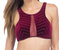 Stripe Mesh High Neck Bikini Top In Burgundy Velvet - Burgundy Velvet