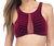 Stripe Mesh High Neck Bikini Top In Burgundy Velvet - Burgundy Velvet