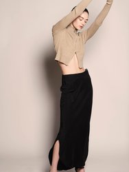 Elongated Matt Scalloped Skirt - Black