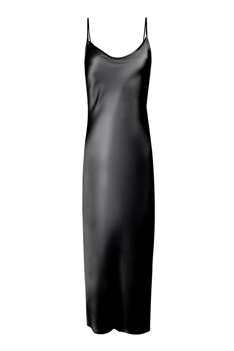 Minimal Slip Dress - Black - Black