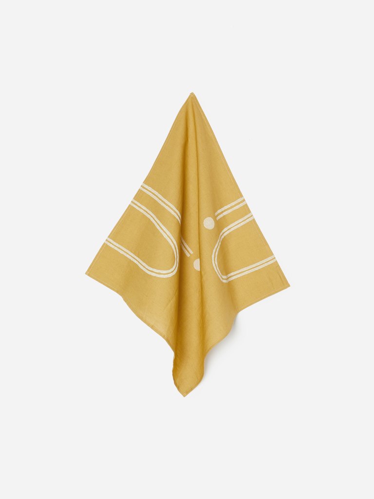 Arch Block Print Napkin Set of 2 - Mustard