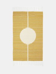 Circle Line Handwoven Rug  - Mustard