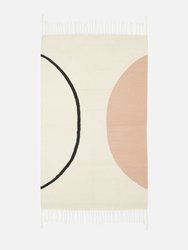 Double Moon Handwoven Rug  - Cream