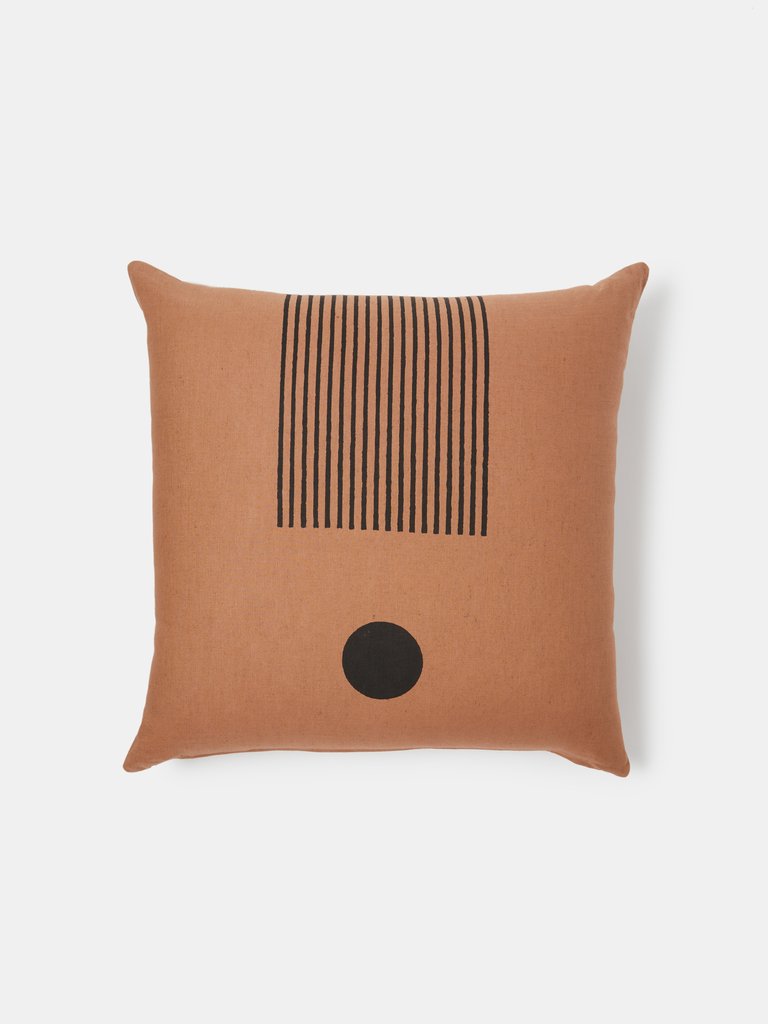 Freda Block Print Pillow - Terra Cotta/Black