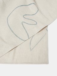 Henri Block Print Linen Throw - Cream/Blue