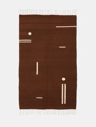 Line Dot Handwoven Rug - Chocolate