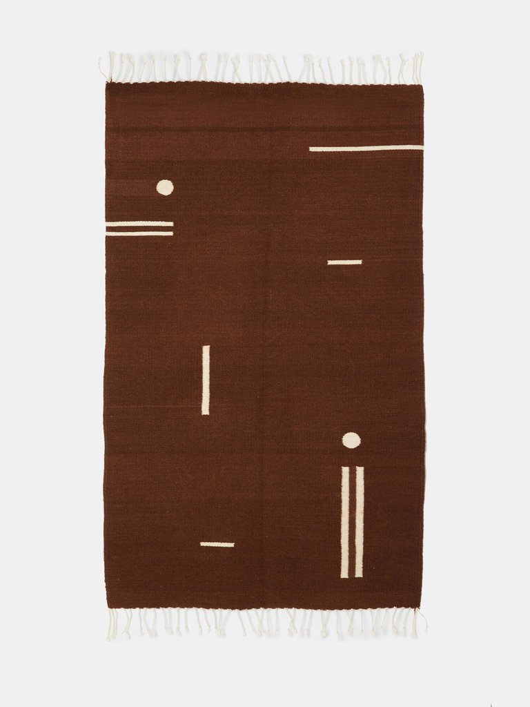 Line Dot Handwoven Rug - Chocolate